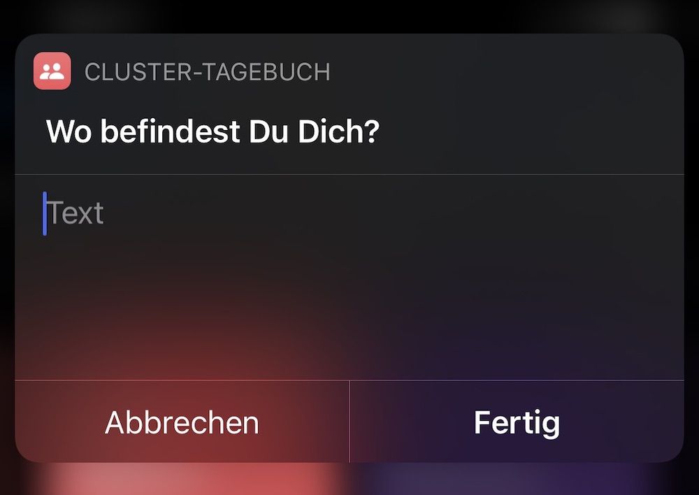 Cluster-Tagebuch mit iOS-Shortcuts